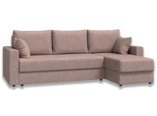 Угловой диван-кровать Лира с боковинами, карамельный/рогожка