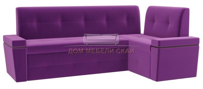 Кухонный угловой диван правый Деметра, фиолетовый/микровельвет