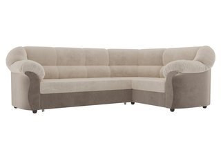 Угловой диван-кровать правый Карнелла, бежевый/коричневый/велюр