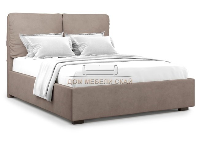 Кровать двуспальная 160x200 Trazimeno без подъемного механизма, коричневый велюр velutto 22