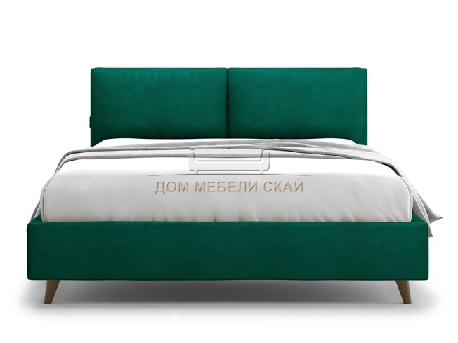 Кровать двуспальная 160x200 Trazimeno Lux, зеленый велюр velutto 33