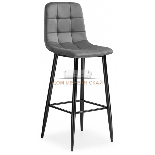 Барный стул Chio, велюровый темно-серого цвета dark gray/black