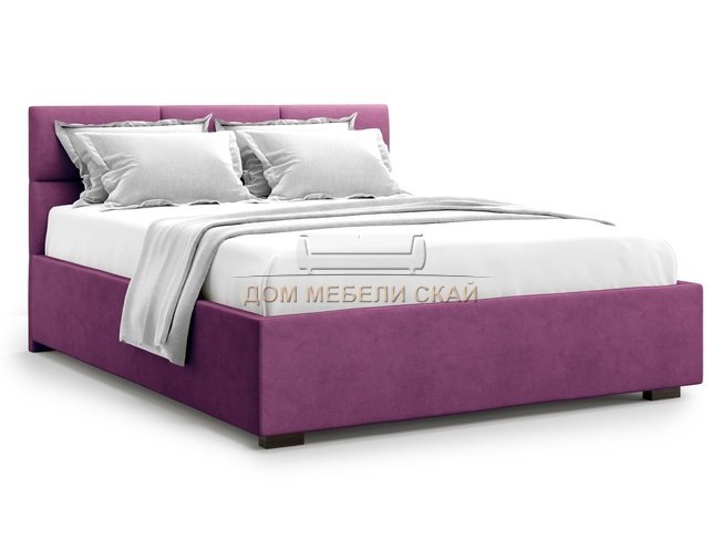 Кровать полутороспальная 140x200 Bolsena без подъемного механизма, фиолетовый велюр velutto 15