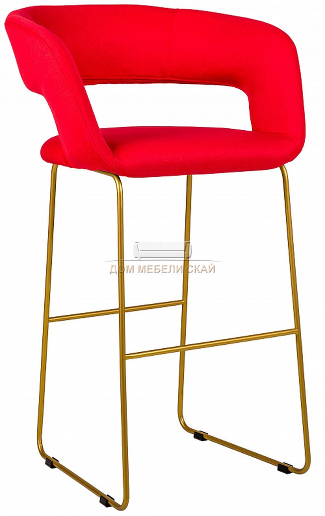 Стул-кресло полубарное Walter, велюровый красного цвета/линк золото