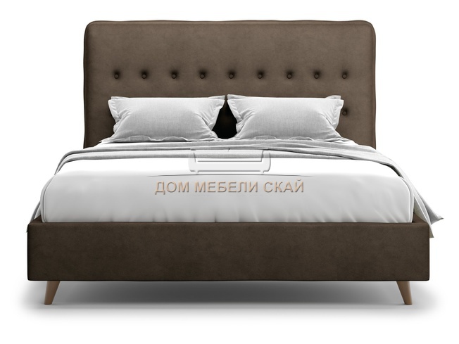 Кровать полутороспальная 140x200 Bergamo Lux, шоколадный велюр velutto 23