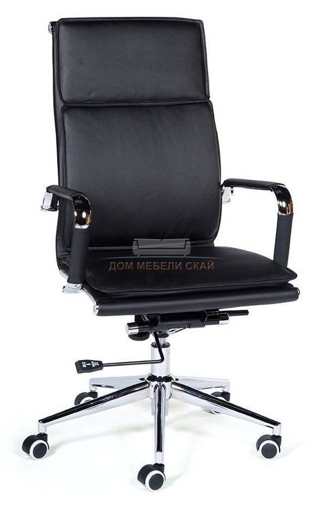 Кресло офисное Харман, black/хром/черная экокожа