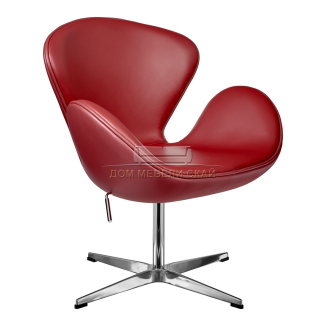 Кресло Swan Chair, натуральная кожа красного цвета