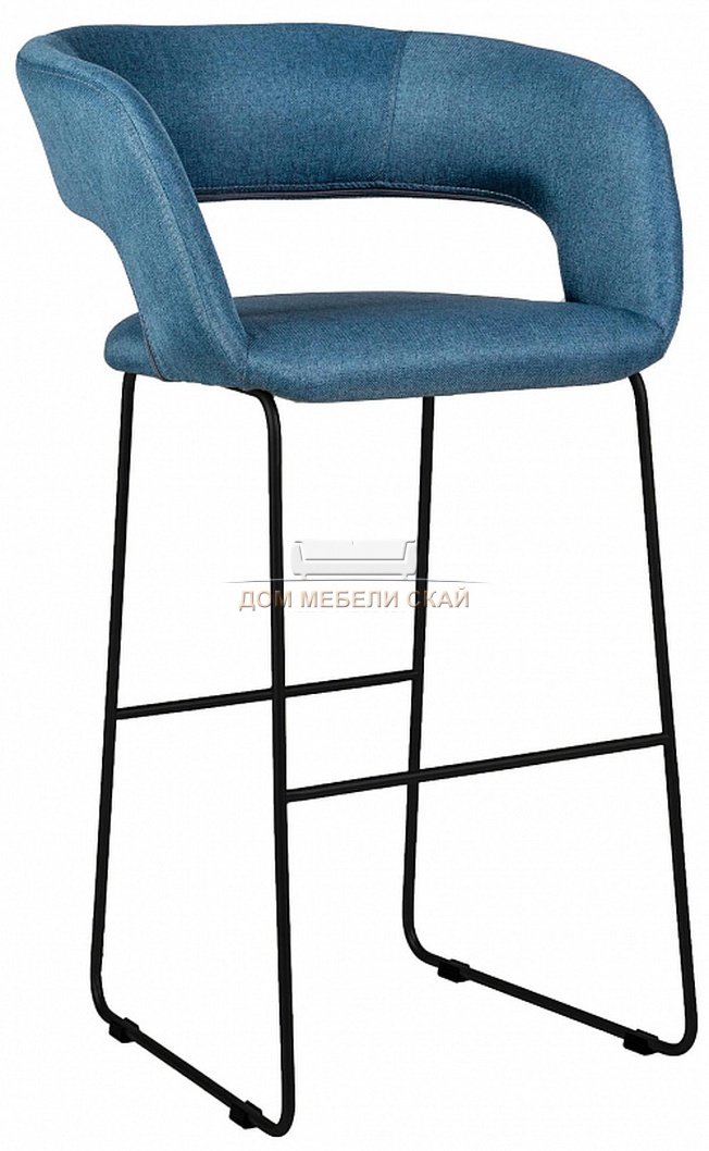 Стул-кресло полубарное Walter, рогожка синего цвета/линк черного цвета