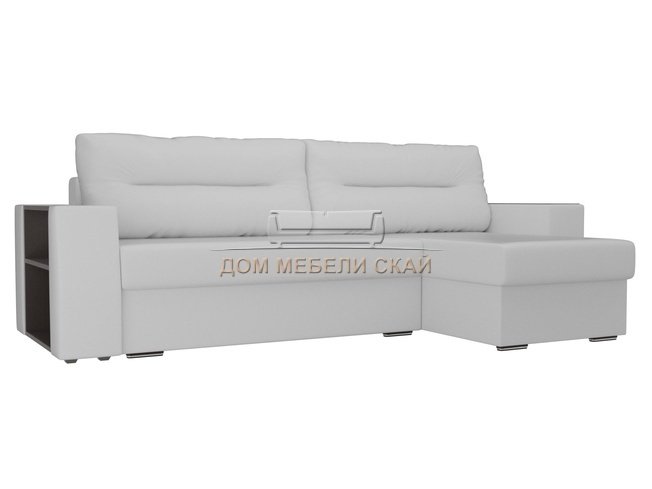 Угловой диван-кровать правый Эридан, белый/экокожа