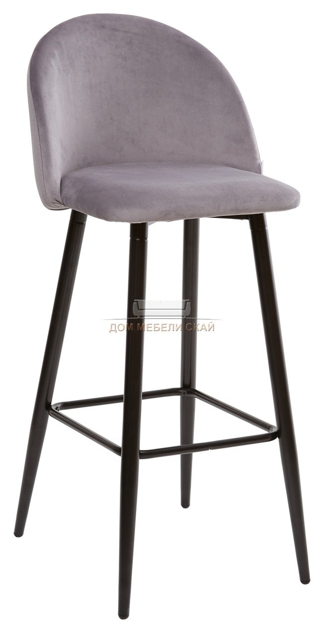 Барный стул MALIBU, велюровый серого цвета