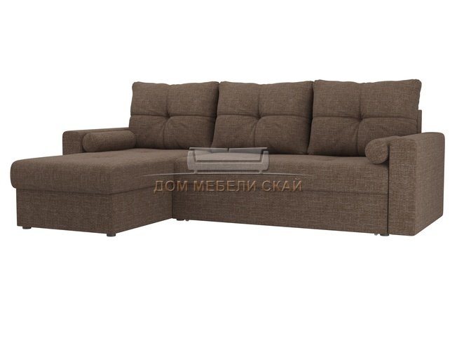 Угловой диван-кровать левый Верона, коричневый/рогожка