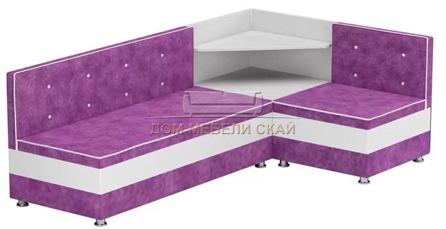 Кухонный угловой диван правый Милан, фиолетовый/белый/микровельвет