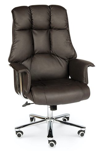 Кресло офисное Президент, сталь/хром/темно-коричневая экокожа