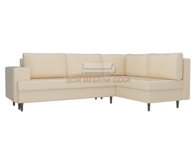 Угловой диван-кровать правый Сильвана, бежевый/экокожа