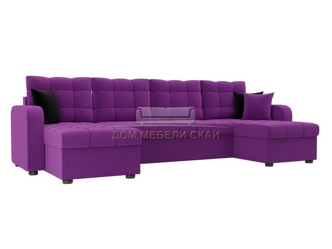 П-образный угловой диван Ливерпуль, фиолетовый/микровельвет