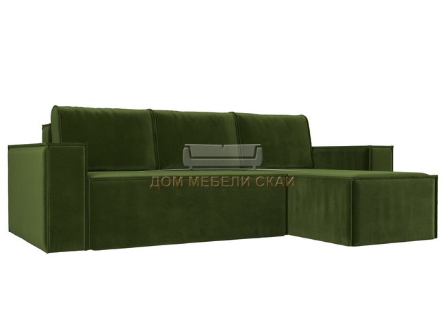 Угловой диван правый Куба, зеленый микровельвет
