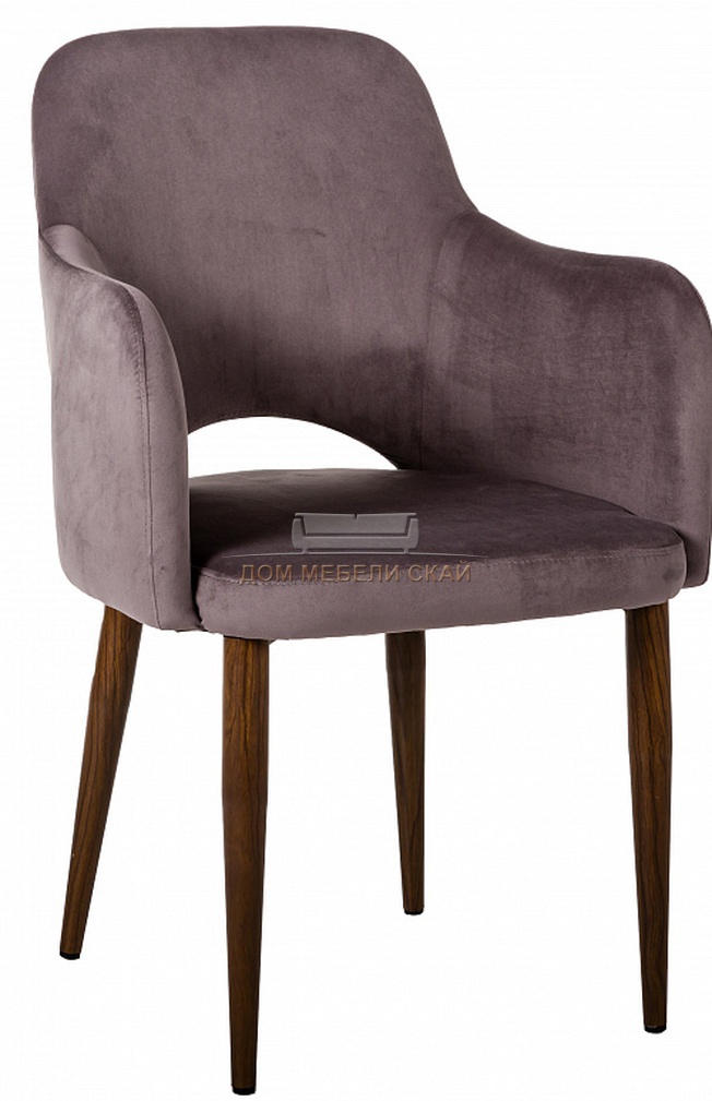 Стул-кресло Ledger, велюровый коричневого цвета/темный орех