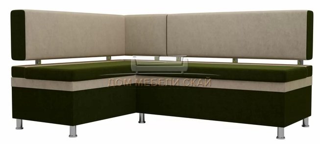 Кухонный угловой диван левый Стайл, зеленый/бежевый/микровельвет