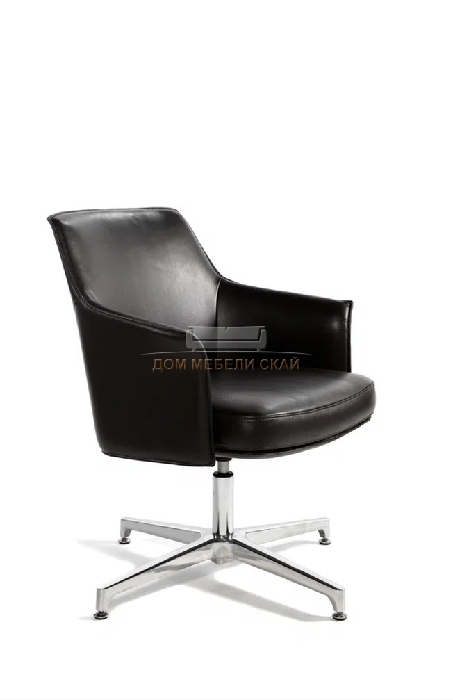 Кресло офисное Бордо CF, черная экокожа/алюминий крестовина