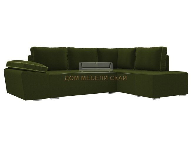 Угловой диван-кровать правый Хавьер, зеленый/микровельвет
