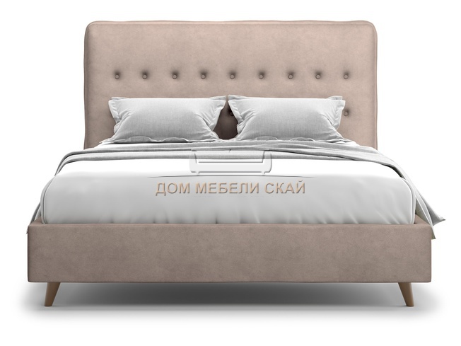 Кровать двуспальная 160x200 Bergamo Lux, коричневый велюр velutto 22