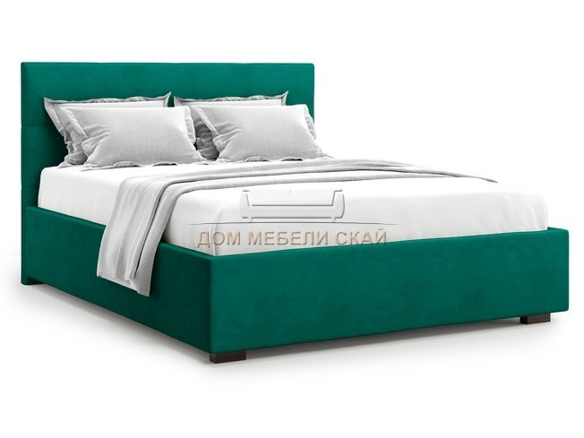 Кровать полутороспальная 140x200 Garda без подъемного механизма, зеленый велюр velutto 33