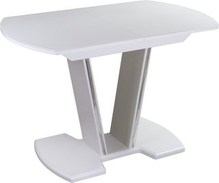 Стол обеденный раздвижной Танго ПО-3, белый/белое стекло