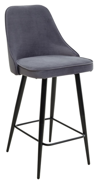 Полубарный стул NEPAL-PB, велюровый серого цвета #27/черный каркас