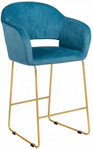 Кресло полубарное Oscar, велюровый голубого цвеиа блю/линк золото