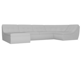 П-образный угловой диван Холидей, белый/экокожа