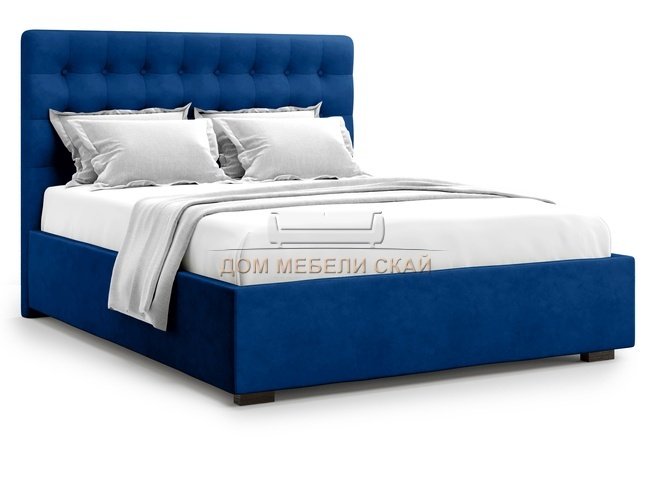 Кровать полутороспальная 140x200 Brayers с подъемным механизмом, синий велюр velutto 26