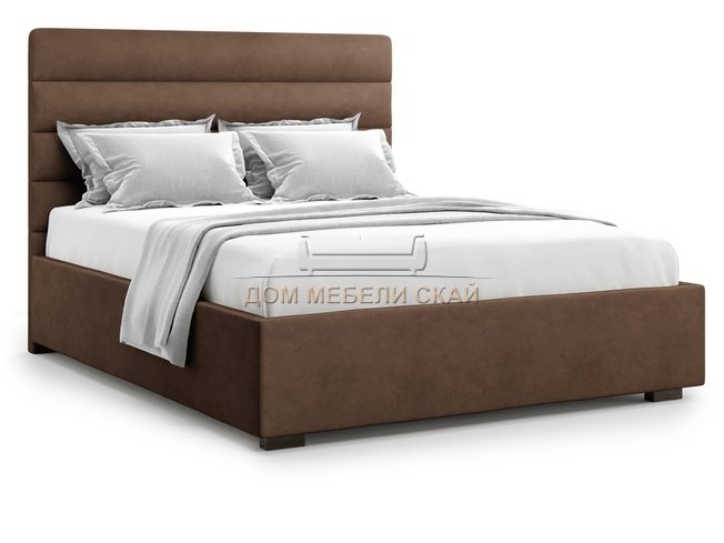 Кровать двуспальная 160x200 Karezza без подъемного механизма, шоколадный велюр velutto 23
