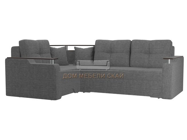 Угловой диван-кровать левый Комфорт, серый/рогожка
