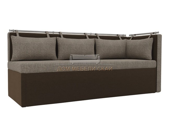 Кухонный угловой диван со спальным местом правый Метро, корфу 03/коричневый/корфу/микровельвет