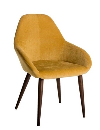 Стул-кресло Kent, велюровый желтого цвета/тёмный орех