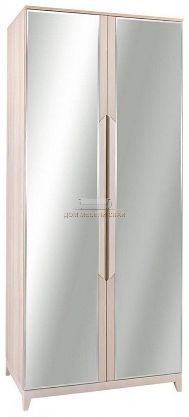 Шкаф 2-дверный с зеркалами Сканди, жемчужно-белый