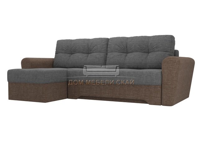 Угловой диван-кровать левый Амстердам, серый/коричневый/рогожка