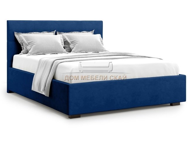 Кровать полутороспальная 140x200 Garda без подъемного механизма, синий велюр velutto 26