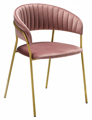 Стул-кресло Portman, бархат розового цвета pink/золото gold