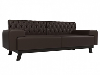Прямой диван Мюнхен Люкс, коричневая экокожа