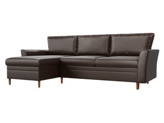 Угловой диван-кровать левый София, коричневый/экокожа