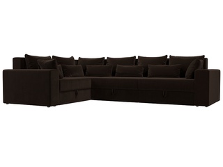 Угловой диван-кровать левый Майами Long, коричневый/микровельвет