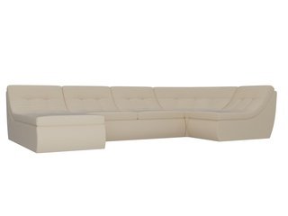 П-образный угловой диван Холидей, бежевый/экокожа