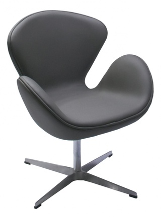 Кресло Swan Chair, прессованная кожа серого цвета