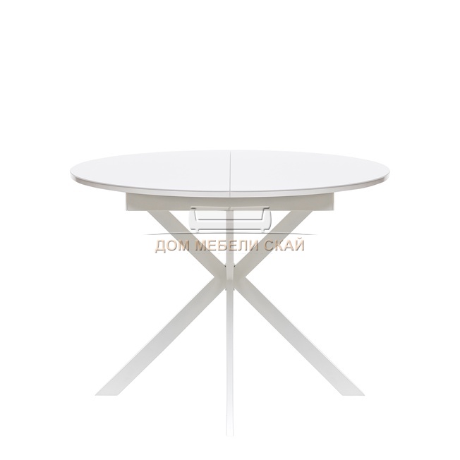Стол обеденный раздвижной круглый Leset Капри со стеклом, белый
