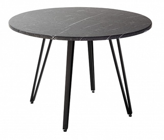 Стол обеденный круглый Диего 110 см, мрамор графит