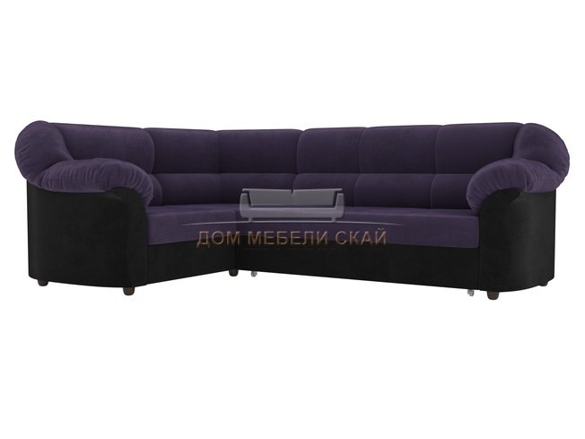 Угловой диван-кровать левый Карнелла, фиолетовый/черный/велюр