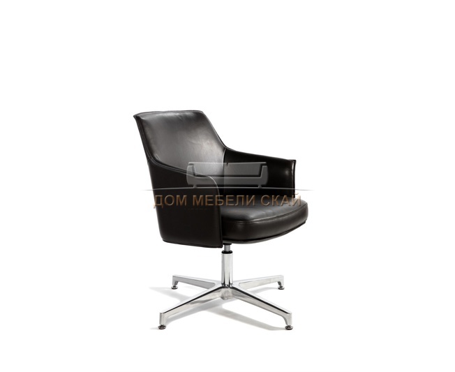 Кресло офисное Бордо CF, черная натуральная кожа/алюминий крестовина