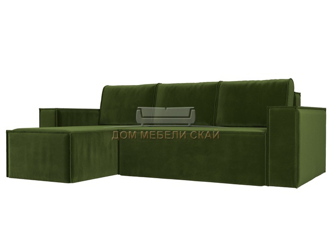 Угловой диван левый Куба, зеленый микровельвет