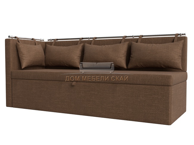 Кухонный угловой диван со спальным местом левый Метро, коричневый/рогожка